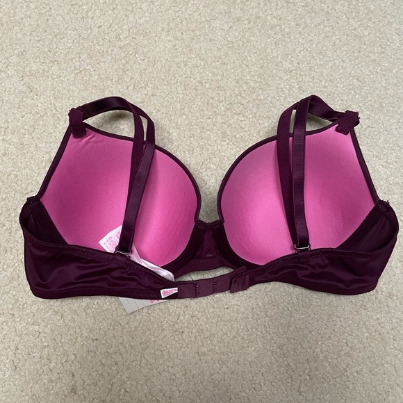 NWT Victoria’s Secret PINK Wear Everywhere Maroon 34B T-Shirt Bra - Picture 2 of 3